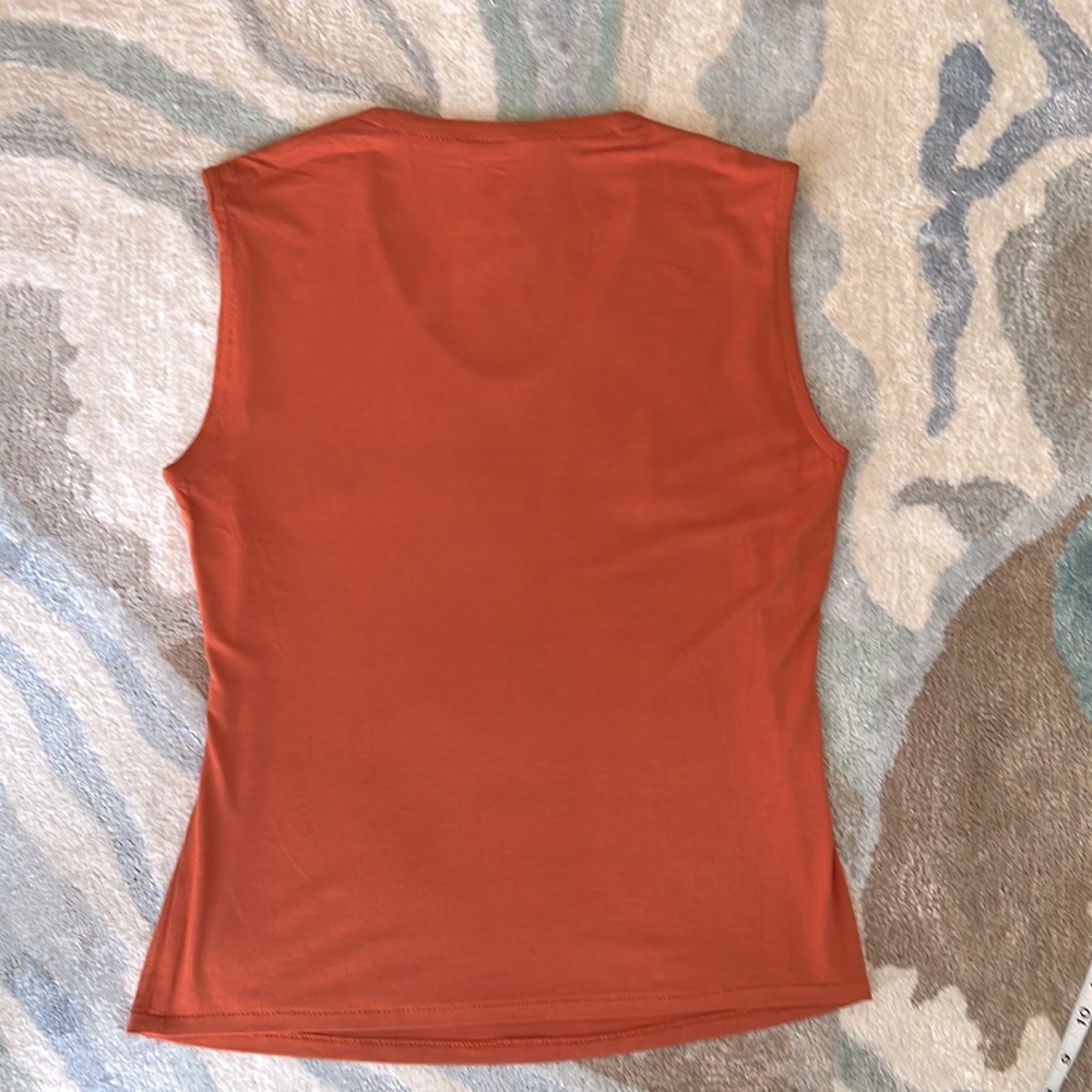 Burnt-Orange V-neck Sleeveless Blouse - Picture 8 of 10